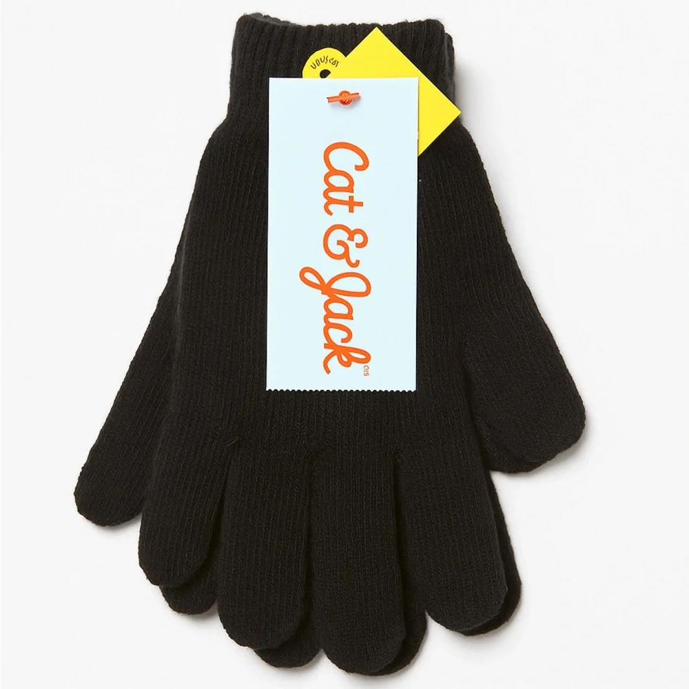 Cat & Jack NWT 3pk Kids Black Gloves